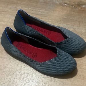Rothy's The Flat women's shoes in a grey birdseye knit pattern 9